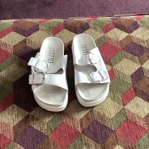 Justice Shiny White Kids Sandals